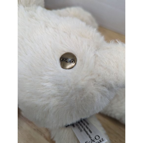 F-A-O Schwartz cream white teddy bear with branded fuzzy pink slippers 12 inch - Picture 5 of 11